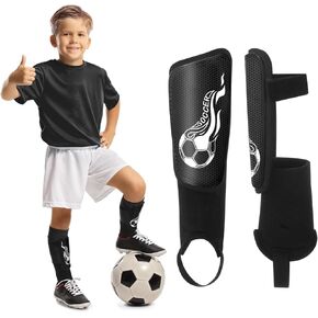 Soccer Shin Guards for Kids Youth 4-8, 8-14, Lightweight Adjustable Strap Soccer Shin Pads with Ankle Protection Protective Football Equipment for Boys Girls Teens