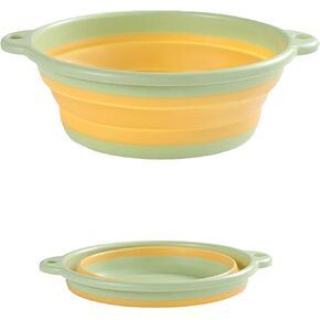 Collapsible Dish Basin, Compact Collapsible Wash Basin Lightweight Silicone Basin for Small Scale Washing Foldable Sink Tub for Outdoor Camping(Green)