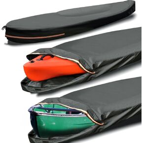 Kayak Covers 10 ft 600D Tear Resistant Trailerable Kayak Cover for Outdoor Storage, Waterproof & UV-Proof Heavy Duty Canoe Cover for Indoor/Outdoor Storage(Grey) Fit 12 13ft Kayak Storage