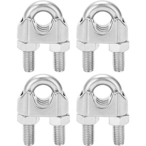 Wire Rope Clamps, 4Pcs 9/16 Inch M 14 Stainless Steel Cable Clip Clamp U Bolt Saddle Fastener for Wire Rope, Cable