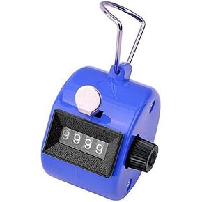 4-Digit Handheld Tally Counter Manual Mechanical Palm Clicker Counter Tracker (Blue)