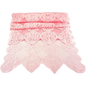 14 x 72 Inch Valentines Day Runner Pink Heart Table Runner Lace for Valentines Day Wedding Party Decorations