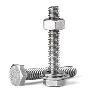 1/4-20 x 2-1/4" Hex Head Bolts Screws, Nuts, Flat and Lock Washers Assortment Kit, 304 Stainless Steel(18-8), Bright Finish, Machine Fully Thread 10Sets