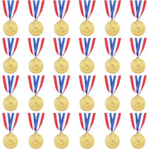 MAQUITA 24 Pieces 2 Inch Winner Medals Gold Award Medals Gold Prizes for Sports, Competitions, Party Favors and Awards