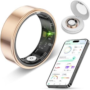2024 New Smart Ring Health Tracker for Men Women - IP68 Waterproof Fitness Ring with Sleep Tracker/Heart Rate/Blood Oxygen/Steps/Distance/Calories, Air Shutter, Charging case Up to 7-Day