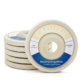 5PCS Wool Polishing Wheel Disc 4.5" x 7/8", Wool Felt Disc Buffing Wheel for Angle Grinder, Polishing Pad for Metal Marble Glass Ceramic, Fine Wool