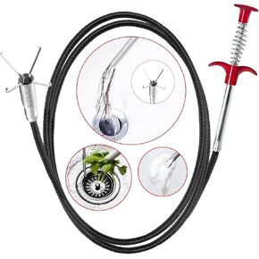 New Upgrade Drain Snake Hair Drain Clog Remover Tool - Sink Drain Cleaner for Toilet Sewer Shower Kitchen Bathroom Tub Clogged Drains Opener Cleaning Tool, Flexible Grabber Claw Pick Up Reacher Tool