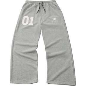 SHENHE Men's Drawstring Wide Leg Baggy Sweatpants Open Bottom Loose Fit Workout Active Pants