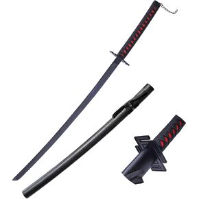 Forge Anime Cosplay Prop Kurosaki Ichigo Black Sky Lock Zhanyue Zhanpaku Black Bend&Straight Samurai Sword