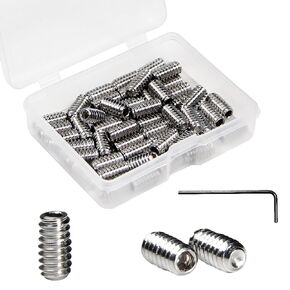 100 PCS 6#-32 x 3/16" Set Screws,SAE Stainless Hex Allen Head Socket Set Screws Grub Screw Bolts Internal Drive Cup Point Screws with Hex Key Wrench for Door Handles, Light Fixture Repair