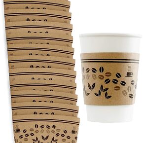 Versatile, Recyclable Coffee Cup Sleeves 10-24oz 500pk. Eco-Friendly, Disposable Cardboard Sleeve, Insulated for Hot Drinks. Fits 10 12 16 20 24 Ounce Togo Paper Cups Perfect for Cafes, Shops, Office