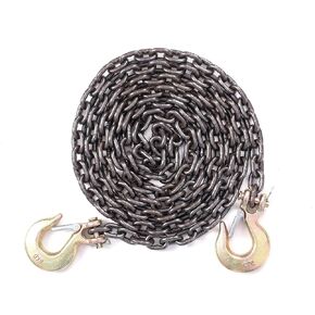 G80 Transport Binder Chain, 1/4 Inch Tow Chain x 10FT High Strength Chain Wll 3300 Lbs with Two G70 Clevis Grab Logging Chain for Transporting Towing, Tie Down Binding EquipmentHooks