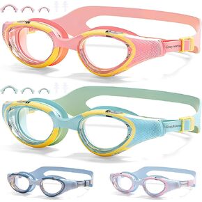 Kid Swim Goggles 2 Packs - Anti-Fog UV Protection for Kids Girls Boys Teens for Indoor &Outdoor Swimming