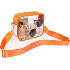 Aveniee Clear Bag Stadium Approved, Clear Purses for Women, Crossbody Bag for Concerts with Adjustable Strap, CrossBody Bags for Game Day, Sports Events Festivals(Orange)