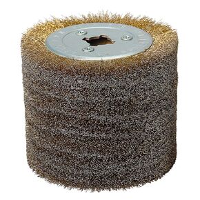 120x100mm Copper Plated Steel Wire Brush Wheel Surface Conditioning Tool 4.7" x 4" with 3/4" Quad Keyway for Surface Finishing of Stainless Steel, Aluminum, Metal and Wood (0.3 Wire)