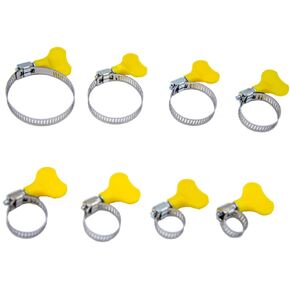 80pcs Key Type Hose Clamp, 8-44mm Adjustable 304 Stainless Steel Worm Gear Hose Clamp with Yellow Plastic Handle for Home Brewing Plumbing Automotive Mechanical Applications