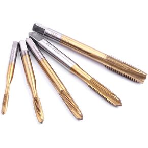 ATOPLEE Spiral Point Plug Threading Tap,5pcs HSS 6542 Titanium Coated Metric Right Hand Thread Taps,M3-M8