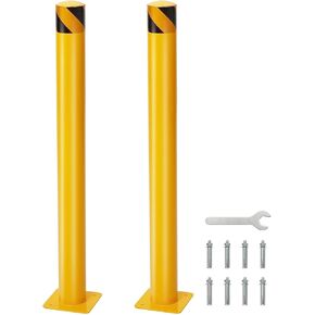 عمود الأمان، عبوتان بارتفاع 91.44 سم، قطر 11.43 سم، عمود حاجز فولاذي أصفر آمن مع 8 براغي مرساة، للتحكم في حركة المرور، حاجز الممر، عمود انتظار السيارات in Kuwait