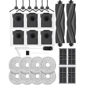 29 PCS Replacement Part for Dreame X30 ultra/L10 pro ultra heat/Mova E30 Ultra Vacuum Cleaner, 2 Main Brush,8 Mop Pads,6 Activated Carbon Dust Bag,4 Activated Carbon Filters,6 Side Brushes
