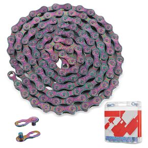 6 7 8 Speed Bicycle Chain, Bike Chain,Carbon Steel, 116 Links, Colorful Mountain Bike Chain Compatible with 3 Major Shifting Systems for Road Mountain Racing Cycling