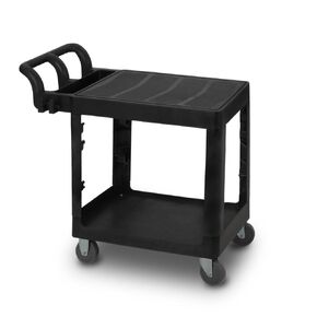 Utility Cart Flat Top, 2 Shelf Rolling Utility Cart On Wheels, 440Lbs Service Cart with Ergonomic Handle, Commercial Product with 2 Swivel Wheels, Utility Rolling Cart for Warehouse/Garage