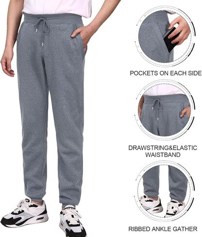 Men's Fleece Sweatpants with Pockets Athletic Workout Running Gym Joggers for Men (Available in 1Pack 3 Pack) in Saudi Arabia
