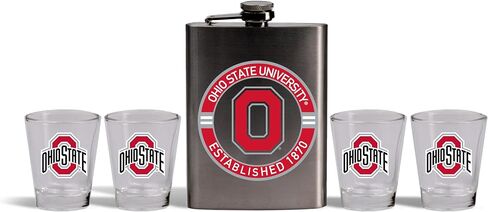 The Memory Company | Licensed NCAA Stainless Steel Team Logo Flask and (4) Shot Glass Set in Kuwait