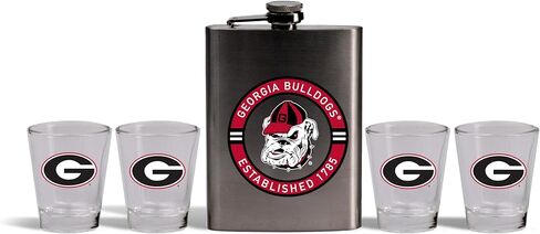 The Memory Company | Licensed NCAA Stainless Steel Team Logo Flask and (4) Shot Glass Set in Kuwait