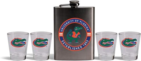 The Memory Company | Licensed NCAA Stainless Steel Team Logo Flask and (4) Shot Glass Set in Kuwait