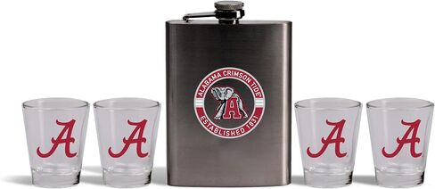 The Memory Company | Licensed NCAA Stainless Steel Team Logo Flask and (4) Shot Glass Set in Kuwait