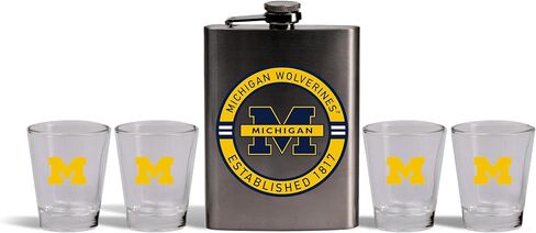 The Memory Company | Licensed NCAA Stainless Steel Team Logo Flask and (4) Shot Glass Set in Kuwait