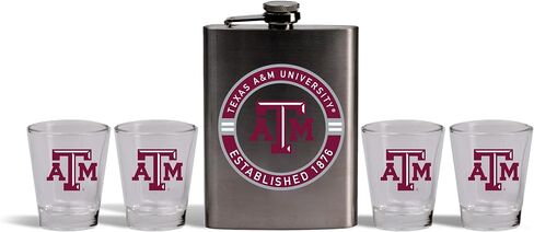 The Memory Company | Licensed NCAA Stainless Steel Team Logo Flask and (4) Shot Glass Set in Kuwait