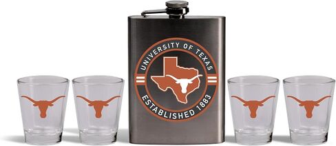 The Memory Company | Licensed NCAA Stainless Steel Team Logo Flask and (4) Shot Glass Set in Kuwait