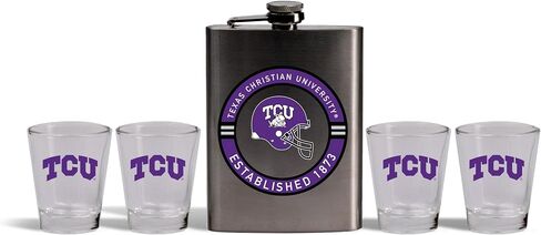 The Memory Company | Licensed NCAA Stainless Steel Team Logo Flask and (4) Shot Glass Set in Kuwait