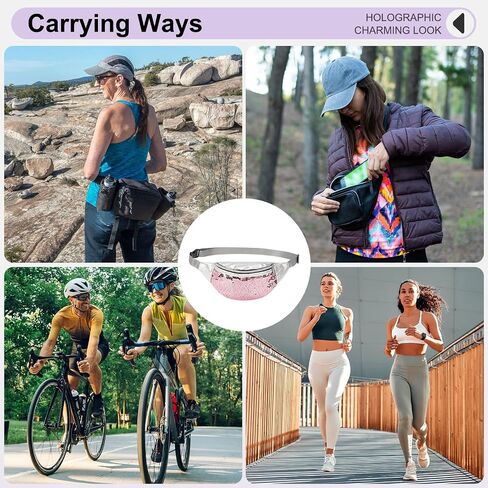 Sequined Fanny Pack for Women, Cute Waist Belt Bag, Crossbody Bag Water Resistant Fashion Small Bum Bag with Adjustable Belt for Running Hiking Shiny Pink in Saudi Arabia