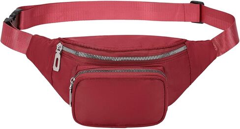 Large Fanny Pack for Women Men, Waist Packs Belt Bag with Zipper Pockets, Crossbody Bag Hand-Free Water Resistant Nylon for Hiking Running Workout Pink in Kuwait