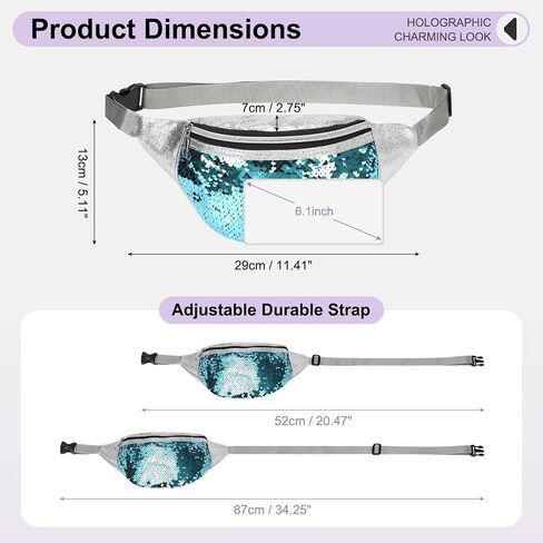 Sequined Fanny Pack for Women, Cute Waist Belt Bag, Crossbody Bag Water Resistant Fashion Small Bum Bag with Adjustable Belt for Running Hiking Shiny Pink in Saudi Arabia