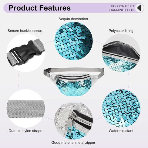 Sequined Fanny Pack for Women, Cute Waist Belt Bag, Crossbody Bag Water Resistant Fashion Small Bum Bag with Adjustable Belt for Running Hiking Shiny Pink in Saudi Arabia