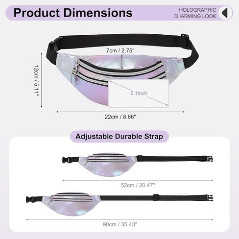 Holographic Fanny Pack for Women, Cute Waist Belt Bag, Crossbody Bag Water Resistant Fashion Small Bum Bag with Adjustable Belt for Running Hiking Shiny Pink in Kuwait