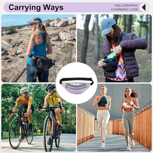 Holographic Fanny Pack for Women, Cute Waist Belt Bag, Crossbody Bag Water Resistant Fashion Small Bum Bag with Adjustable Belt for Running Hiking Shiny Pink in Kuwait