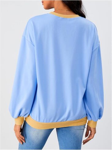 SHENHE Women's Color Block Crew Neck Patchwork Sweatshirt Long Sleeve Loose Pullover Top in Saudi Arabia