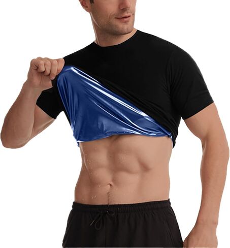 Sauna Shirt for Men Weight Loss Compression Sweat Suit T-shirt Heat Trapping Workout Body Shaper Mens Shapewear in Saudi Arabia