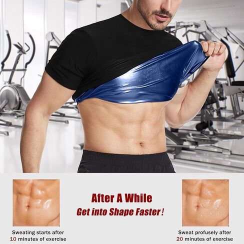 Sauna Shirt for Men Weight Loss Compression Sweat Suit T-shirt Heat Trapping Workout Body Shaper Mens Shapewear in Saudi Arabia