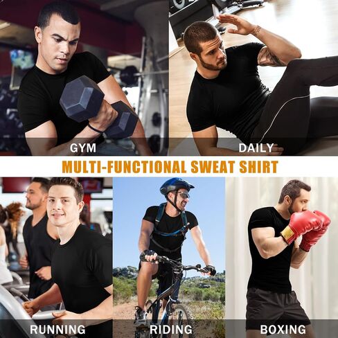 Sauna Shirt for Men Weight Loss Compression Sweat Suit T-shirt Heat Trapping Workout Body Shaper Mens Shapewear in Saudi Arabia