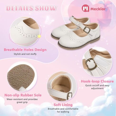 Meckior Toddler Little Girl Mary Jane Dress Shoes Ballet Flats for Girl Party School Shoes Bowknot Princess Shoes in Kuwait