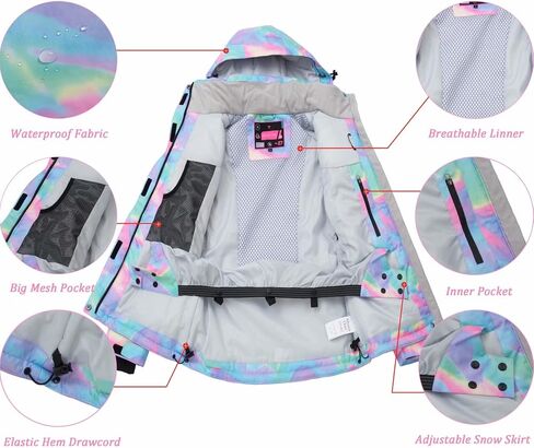 Women's Ski Jackets and Pants Set Waterproof Snowboard Snowsuit Colorful Winter Warm Snow Coat Suit Windproof in Saudi Arabia