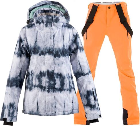 Women's Ski Jackets and Pants Set Waterproof Snowboard Snowsuit Colorful Winter Warm Snow Coat Suit Windproof in Saudi Arabia