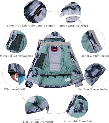 Women's Ski Jackets and Pants Set Waterproof Snowboard Snowsuit Colorful Winter Warm Snow Coat Suit Windproof in Saudi Arabia