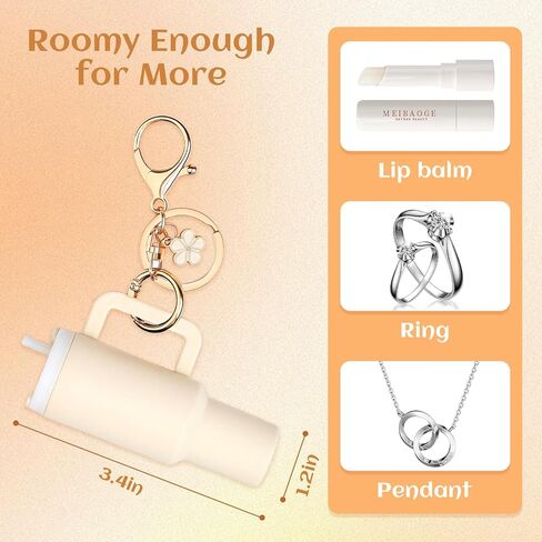 4pcs Mini Tumbler Keychain for Stanley Cup Chapstick Lip Balm Holder Key Chain Charms for Women Purse Handbag in Saudi Arabia