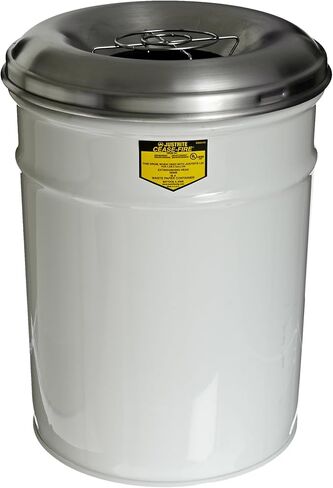 Justrite 26626W التوقف عن إطلاق النار وعقب وعقب مع رأس الألومنيوم وحارس الشواية ، 6 جالون ، ارتفاع 12-1/8 "OD X 17-3/4" ، أبيض in Kuwait